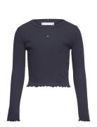 Essential Rib Top L/S Tops T-shirts Long-sleeved T-Skjorte Navy Tommy Hilfiger