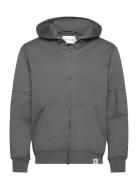 Woven Tab Zip Through Hoodie Tops Sweatshirts & Hoodies Hoodies Grey Calvin Klein Jeans