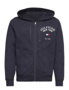 Wcc Arched Varsity Zip Thru Tops Sweatshirts & Hoodies Hoodies Navy Tommy Hilfiger