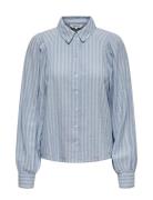 Onlcaro L/S Linen Bl Puff Shirt Cc Pnt Tops Shirts Long-sleeved Blue ONLY