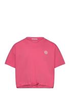 Cropped T-Shirt With Badge Tops T-Kortærmet Skjorte Pink Tom Tailor