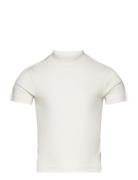 Cropped Mock Neck Rib T-Shirt Tops T-Kortærmet Skjorte White Tom Tailor