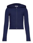 Cropped Rib Jacket Tops Sweatshirts & Hoodies Hoodies Blue Tom Tailor