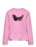 Sequins Volant Sweatshirt Tops Sweatshirts & Hoodies Sweatshirts Pink Tom Tailor