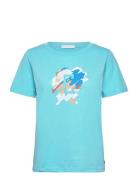 T-Shirt With Paint Mix - Mid Sleeve Tops T-shirts & Tops Short-sleeved Blue Coster Copenhagen