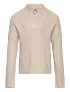 Nkftimulle Ls Short Half Zip Knit Tops Knitwear Pullovers Beige Name It