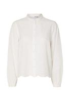 Slftatiana L/S Embr Shirt Noos Tops Shirts Long-sleeved White Selected Femme