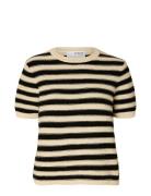 Slfdora Ss Knit O-Neck Tops T-shirts & Tops Short-sleeved Beige Selected Femme