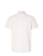 Slhregkylian-Linen Shirt Ss Classic Tops Shirts Short-sleeved White Selected Homme