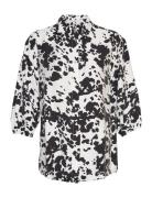 Mschkaralynn 3/4 Shirt Aop Tops Shirts Long-sleeved Black MSCH Copenhagen
