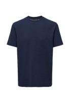 Kobkian Reg Seersucker S/S Tee Jrs Tops T-Kortærmet Skjorte Navy Kids Only