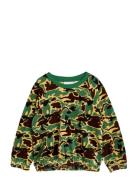 Camo Aop Velour Sweatshirt Tops Sweatshirts & Hoodies Sweatshirts Green Mini Rodini