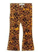 Leopard Aop Velvet Flared Trousers Bottoms Trousers Orange Mini Rodini