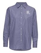 Striped Cotton Broadcloth Shirt Tops Shirts Long-sleeved Navy Lauren Ralph Lauren