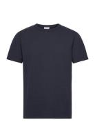 Slhsander Seersucker Ss O-Neck Tee Tops T-Kortærmet Skjorte Navy Selected Homme