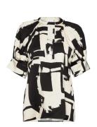 Venice - Graphic Collage Rd Tops Blouses Short-sleeved Black Day Birger Et Mikkelsen