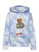 Tie-Dye-Print Polo Bear Fleece Hoodie Tops Sweatshirts & Hoodies Hoodies Blue Ralph Lauren Kids