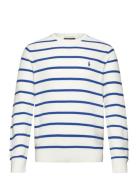 Striped Mesh-Knit Cotton Sweater Tops Knitwear Round Necks White Polo Ralph Lauren