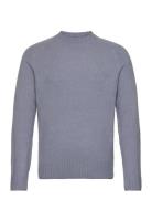 Knitted Sweater With Ribbed Details Tops Knitwear Round Necks Blue Mango