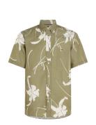 Large Tropical Prt Shirt S/S Tops Shirts Short-sleeved Khaki Green Tommy Hilfiger
