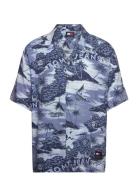Tjm Ao Hawaiian Camp Shirt Ext Tops Shirts Short-sleeved Blue Tommy Jeans