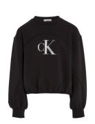Iridescent Ck Logo Cn Sweatshirt Tops Sweatshirts & Hoodies Sweatshirts Black Calvin Klein