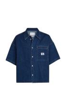 Relaxed Short Sleeve Shirt Tops Shirts Short-sleeved Blue Calvin Klein Jeans