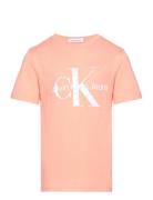 Meta-Minimal Monogram T-Shirt Tops T-Kortærmet Skjorte Coral Calvin Klein