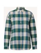 Edith Organic Cotton Flannel Check Shirt Tops Shirts Long-sleeved Green Lexington Clothing