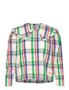 Over D Collar Checked Blouse Tops Blouses Long-sleeved Multi/patterned Bobo Choses