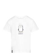 Printed Cotton-Blend T-Shirt Tops T-Kortærmet Skjorte White Mango