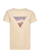 Ss Guess Fuji Easy Tee Tops T-shirts & Tops Short-sleeved Cream GUESS Jeans