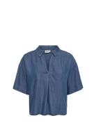 Nuandrea Shirt Tops Blouses Short-sleeved Blue Nümph