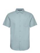 Ss Cttn Textured Dob Tops Shirts Short-sleeved Blue Original Penguin