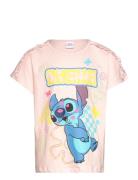 Short-Sleeved T-Shirt Tops T-Kortærmet Skjorte Pink Lilo & Stitch