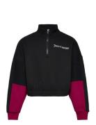 Boxy Crop Quarter Zip Funnel Tops Sweatshirts & Hoodies Sweatshirts Black Juicy Couture