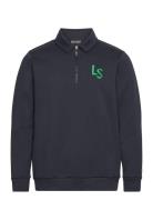 Ls Logo Quarter Zip Sweatshirt Sport Sweatshirts & Hoodies Sweatshirts Navy Lyle & Scott Sport