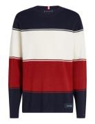 Milano Colourblock Crew Neck Tops Knitwear Round Necks Navy Tommy Hilfiger