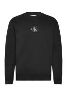Monologo Crew Neck Tops Sweatshirts & Hoodies Sweatshirts Black Calvin Klein Jeans