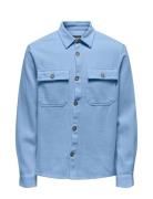 Onsmar Ovr Solid Ls Shirt Fd Tops Shirts Casual Blue ONLY & SONS
