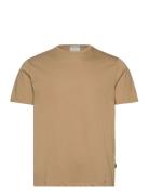 Mercerized Cotton Tee S/S Tops T-Kortærmet Skjorte Beige Lindbergh Black