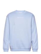 Crew Neck Sweater With Print Tops Sweatshirts & Hoodies Sweatshirts Blue Tom Tailor