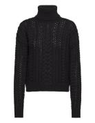 Cable-Knit Cotton-Blend Turtleneck Tops Knitwear Turtleneck Black Lauren Ralph Lauren