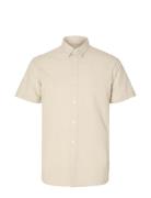 Slhreg-Sun Shirt Ss Noos Tops Shirts Short-sleeved Cream Selected Homme