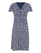 Floral Stretch Jersey Surplice Dress Kort Kjole Blue Lauren Ralph Lauren