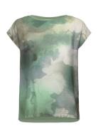 Albony Printed Drop Shoulder Round Neck Tee Tops T-shirts & Tops Sleeveless Green Tamaris Apparel