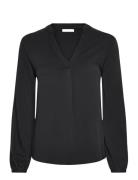 Cisna V- Neck Blouse Tops Blouses Long-sleeved Black Tamaris Apparel