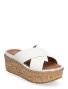 Eloise Leather/Cork Wedge Cross Slides Shoes Summer Shoes Platform Sandals White FitFlop