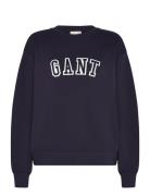 Logo C-Neck Sweat Tops Sweatshirts & Hoodies Sweatshirts Navy GANT