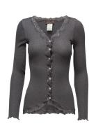 Rwbabette Ls V-Neck Regular Lace Ca Tops Knitwear Cardigans Grey Rosemunde